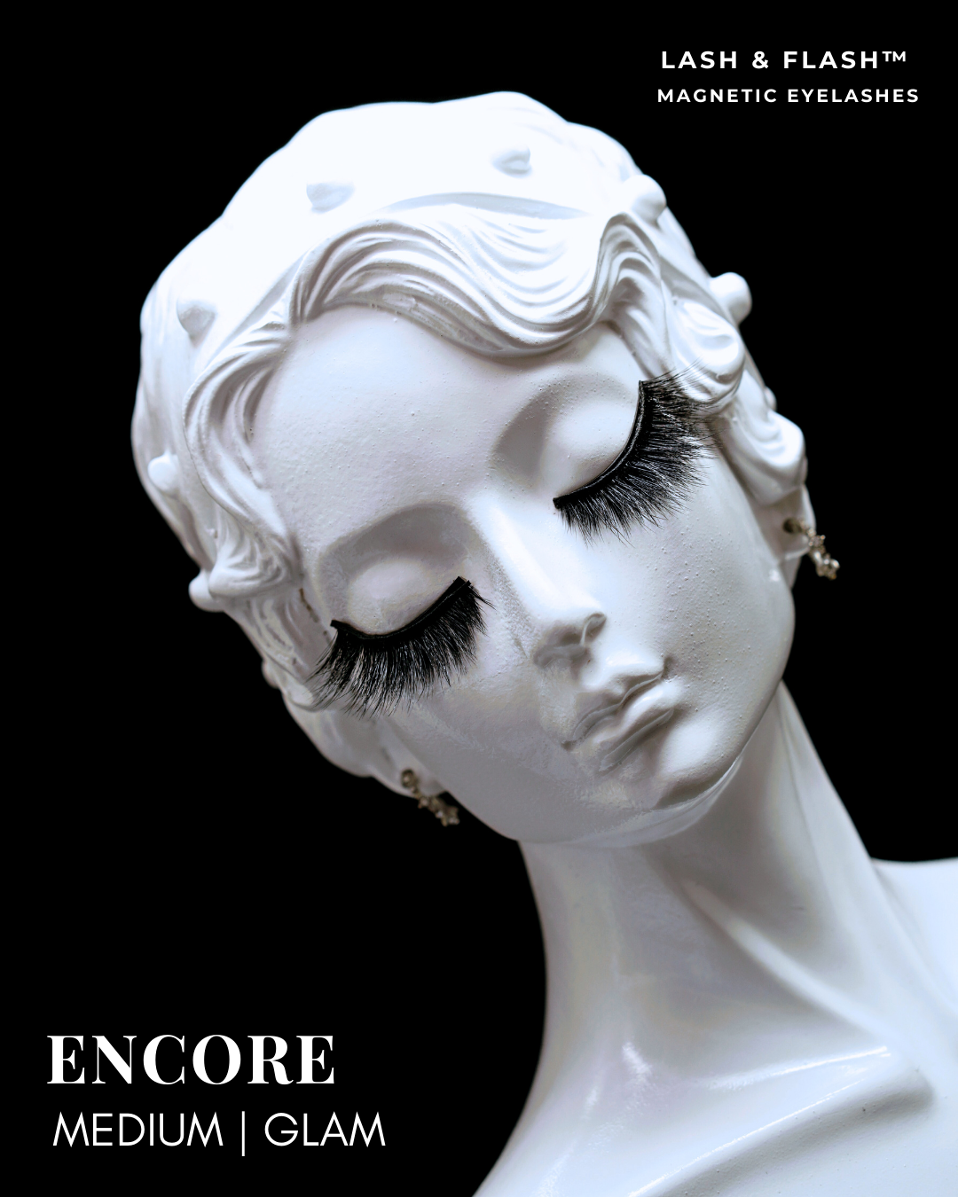 GEM IN EYE Cosmetics Lash & Flash™ Magnetic Eyelashes kit has a pair of classy magnetic eyelashes in a face tray adorned with gems. This kit comes complete package with a smudge-free, waterproof, and latex-free magnetic eyeliner in an aluminum bottle in a matte finish. It has a stainless ball inside that keeps the magnetic eyeliner fresh and long-lasting. Completing the set is an angled lash applicator for precision and hassle-free application.