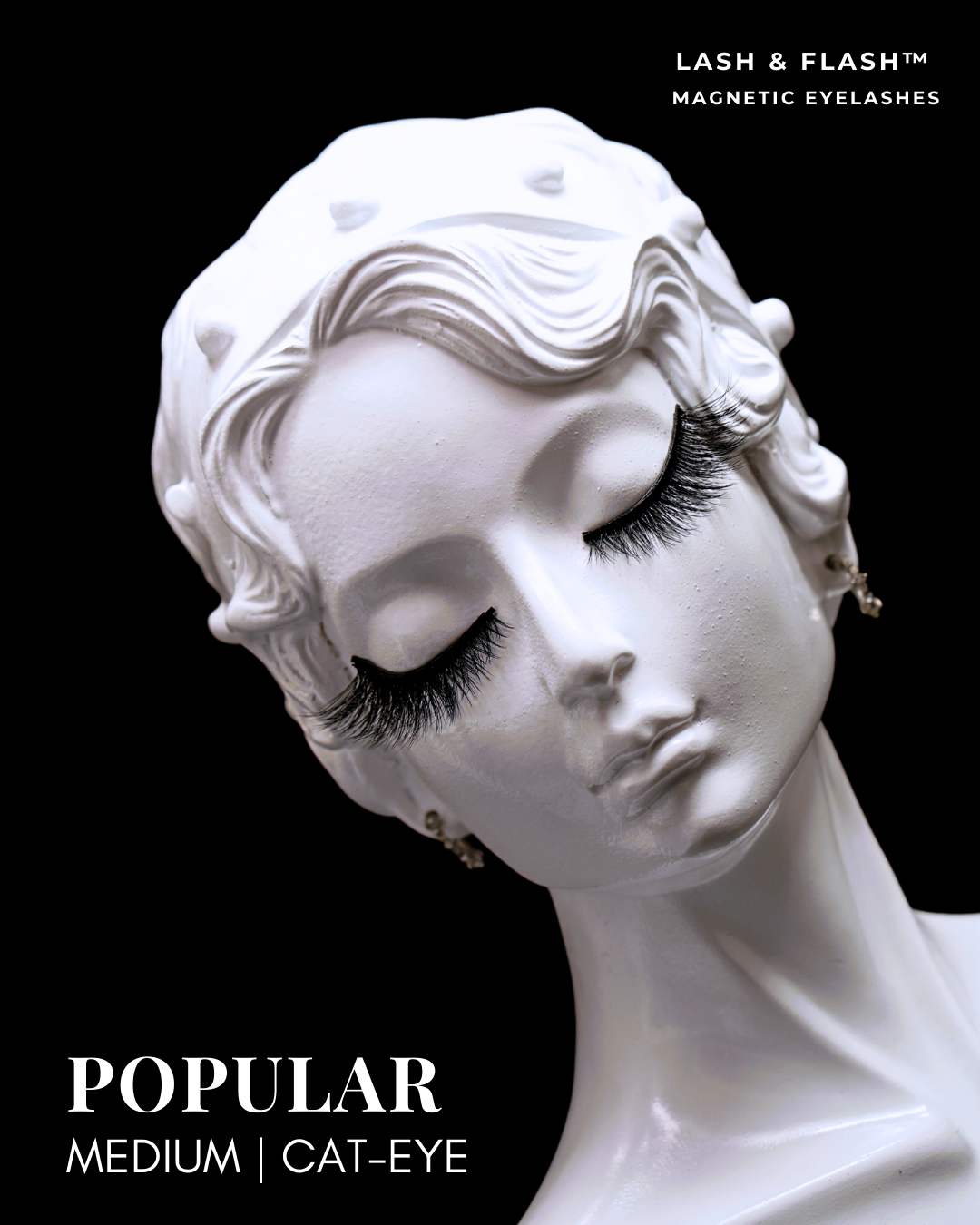 GEM IN EYE Cosmetics Lash & Flash™ Magnetic Eyelashes kit has a pair of classy magnetic eyelashes in a face tray adorned with gems. This kit comes complete package with a smudge-free, waterproof, and latex-free magnetic eyeliner in an aluminum bottle in a matte finish. It has a stainless ball inside that keeps the magnetic eyeliner fresh and long-lasting. Completing the set is an angled lash applicator for precision and hassle-free application.