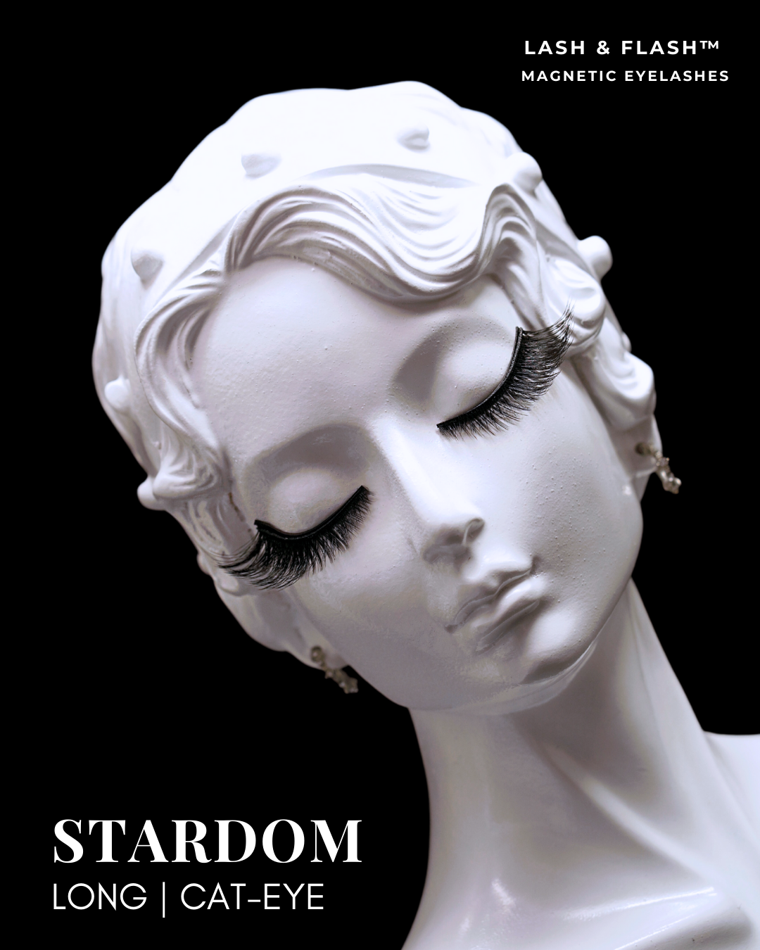 GEM IN EYE Cosmetics Lash & Flash™ Magnetic Eyelashes kit has a pair of classy magnetic eyelashes in a face tray adorned with gems. This kit comes complete package with a smudge-free, waterproof, and latex-free magnetic eyeliner in an aluminum bottle in a matte finish. It has a stainless ball inside that keeps the magnetic eyeliner fresh and long-lasting. Completing the set is an angled lash applicator for precision and hassle-free application.