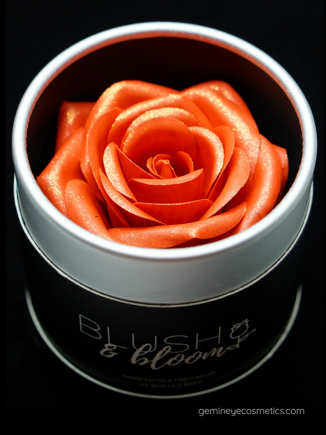 Blush&amp;Bloom™ is an Authentic Scented Rose Blush product designed by GEM IN EYE Cosmetics. This shade is called Fierce in coral orange color. It is highly pigmented and buildable great for light tan to medium brown skin tones. It is a silky powder blush with a matte-to-shimmer finish. It will give you that “Sun-kissed Glow”. These rose blushes were first introduced in the beauty industry in NEW YORK FASHION WEEK September 2022 Edition