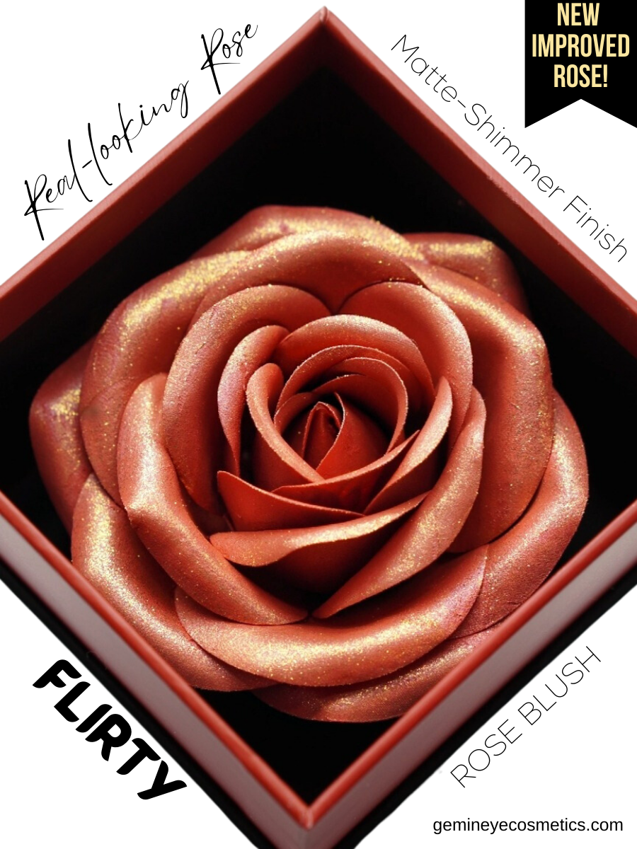 Blush&Bloom™ is an Authentic Scented Rose Blush product designed by GEM IN EYE Cosmetics. This shade is Flirty in pale peach color. It is highly pigmented and buildable great for light to fair skin tones. It is a creamy powder with a matte-to-shimmer finish. It will give you that “Natural Dewy Glow”. This blush kit comes with a flat blush brush! These rose blushes were first introduced in the beauty industry in NEW YORK FASHION WEEK September 2022 Edition