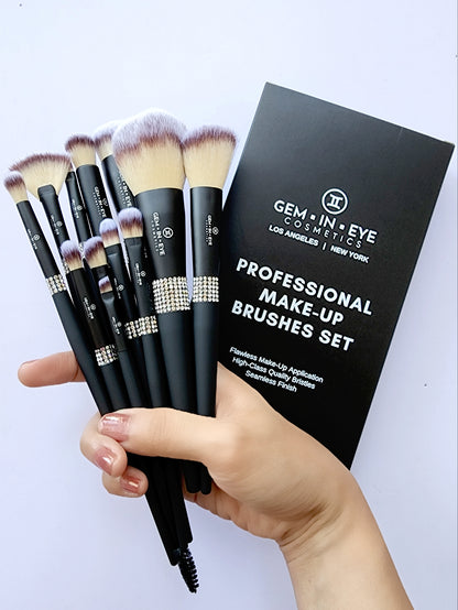 Take your makeup application routine into the next level by using our professional makeup brushes set with gorgeous rhinestone crystal details. This ultra classy and chic professional makeup brush set is non-irritating that has very soft and dense touch over all its bristles. Our brushes does not shed nor separate no matter how many times you use it!