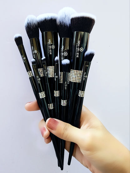Take your makeup application routine into the next level by using our professional makeup brushes set with gorgeous rhinestone crystal details. This ultra classy and chic professional makeup brush set is non-irritating that has very soft and dense touch over all its bristles. Our brushes does not shed nor separate no matter how many times you use it!